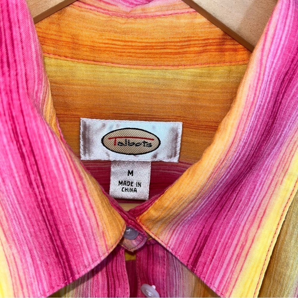 Talbots Yellow, Orange, & Pink Popover Blouse - Picture 5 of 5